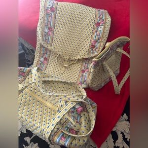 Vera Bradley, three-piece travel, set garment, bag, purse, and duffel